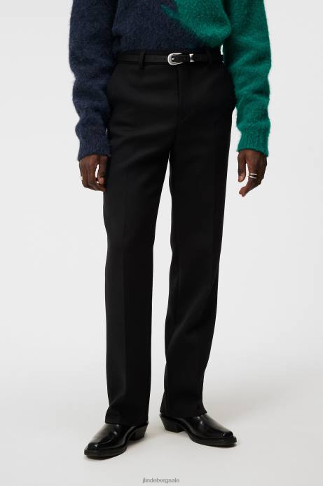 Men J.Lindeberg Black Haij Double Weave Pants Clothing 8R621198