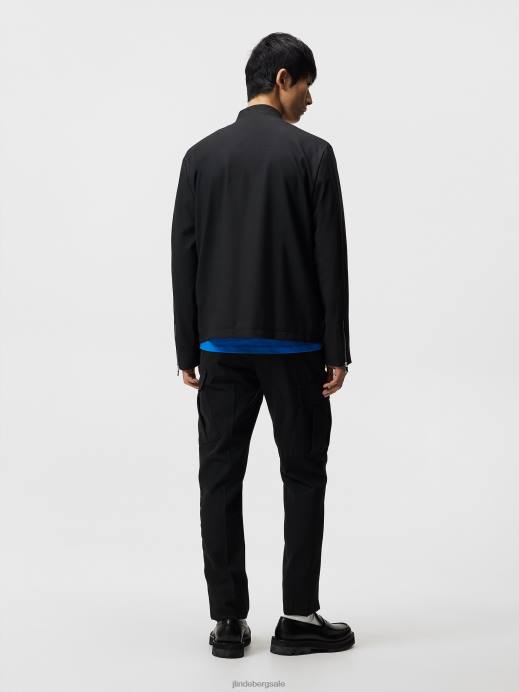 Men J.Lindeberg Black Josiah Summer Wool Overshirt Clothing 8R621227