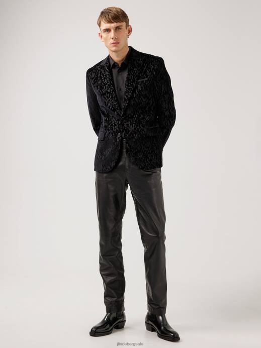 Men J.Lindeberg Black Lenny Printed Velvet Blazer Clothing 8R622567