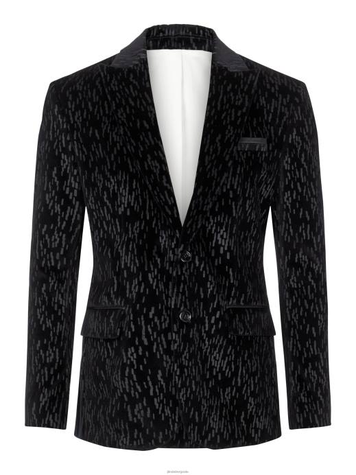 Men J.Lindeberg Black Lenny Printed Velvet Blazer Clothing 8R622567