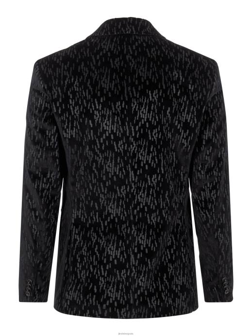 Men J.Lindeberg Black Lenny Printed Velvet Blazer Clothing 8R622567