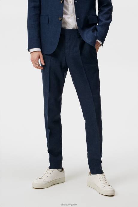 Men J.Lindeberg Blue Indigo Grant Super Linen Pants Clothing 8R621219