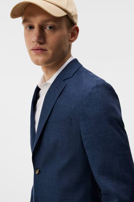 Men J.Lindeberg Blue Indigo Hopper Super Linen Blazer Clothing 8R621221