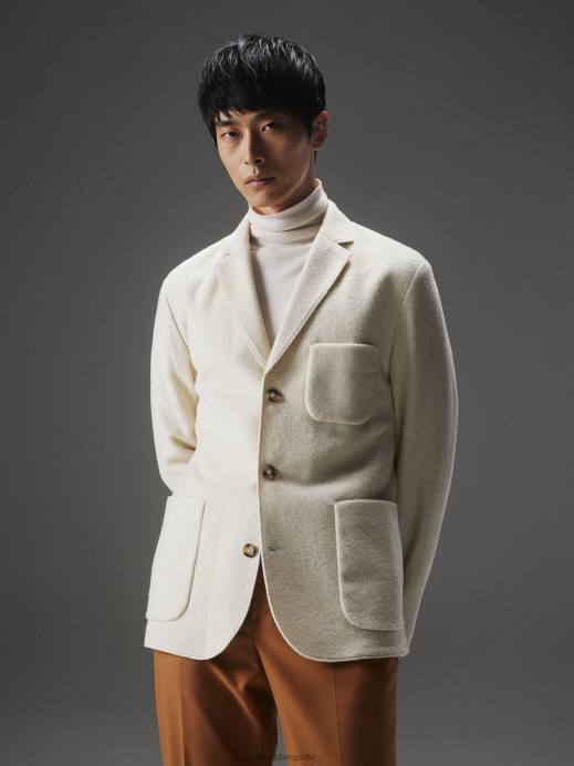 Men J.Lindeberg Cloud White Carlton Cardigan Blazer Clothing 8R622550