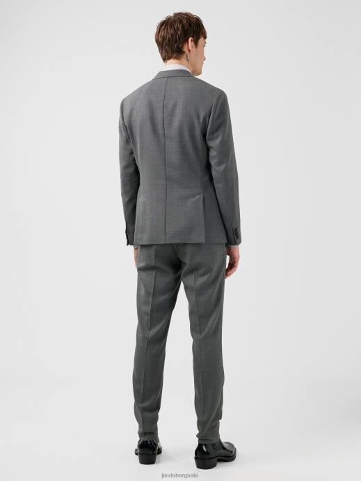 Men J.Lindeberg Grey Melange Hopper Active Hopsack Blazer Clothing 8R621231