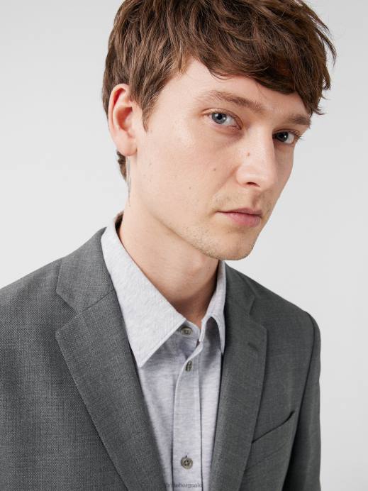 Men J.Lindeberg Grey Melange Hopper Active Hopsack Blazer Clothing 8R621231