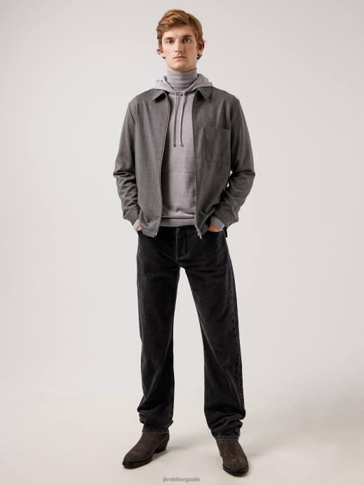 Men J.Lindeberg Grey Melange Jason Stretch Flannel Overshirt Clothing 8R622572