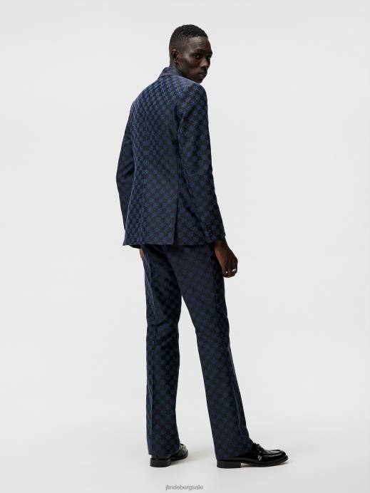Men J.Lindeberg Navy Doryl Jacquard Blazer Clothing 8R621226