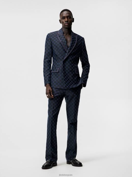Men J.Lindeberg Navy Doryl Jacquard Blazer Clothing 8R621226
