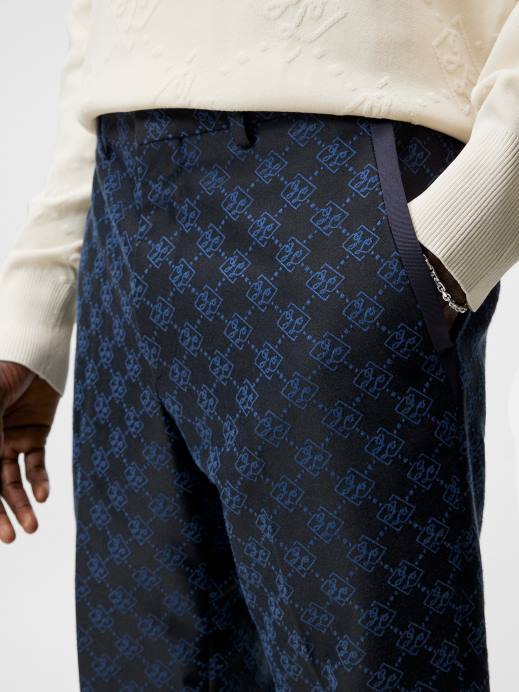 Men J.Lindeberg Navy Gomor Jacquard Pants Clothing 8R621223