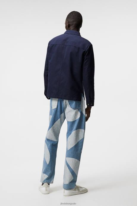 Men J.Lindeberg Navy Jason Cotton Linen Overshirt Clothing 8R621215