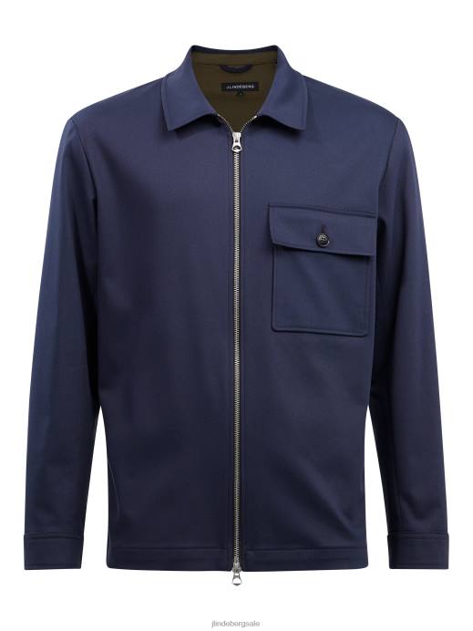 Men J.Lindeberg Navy Jason Cotton Stretch Overshirt Clothing 8R622565