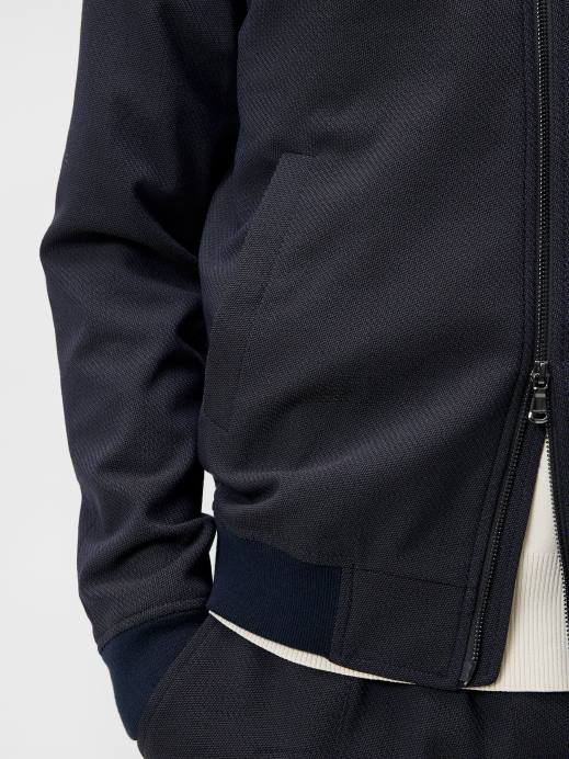 Men J.Lindeberg Navy Melange Thom Structured 2-Tone Bomber Clothing 8R621217