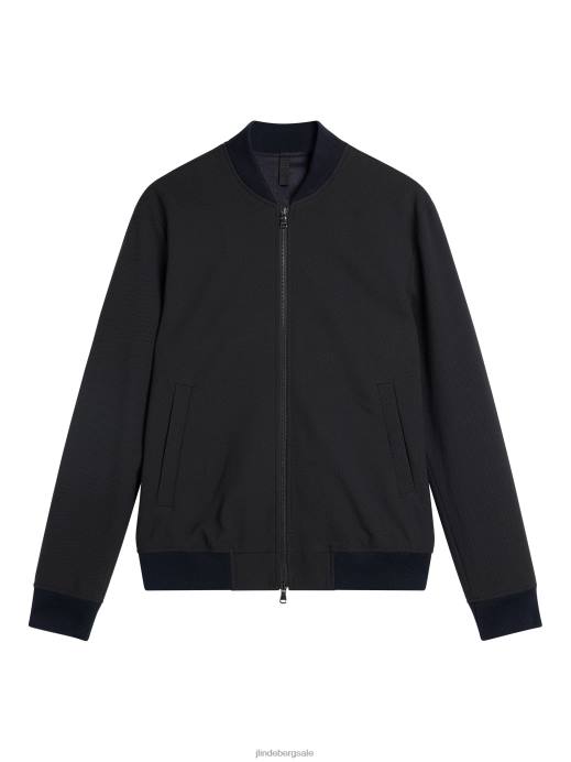 Men J.Lindeberg Navy Melange Thom Structured 2-Tone Bomber Clothing 8R621217