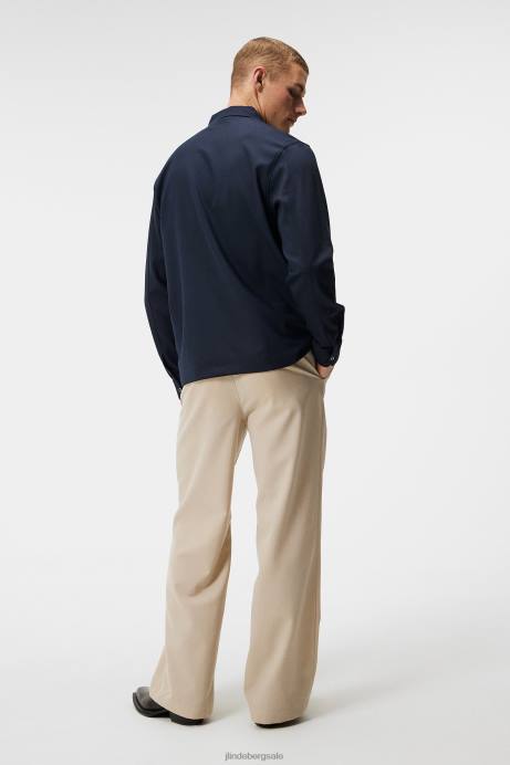 Men J.Lindeberg Navy Reid Twill Overshirt Clothing 8R621201