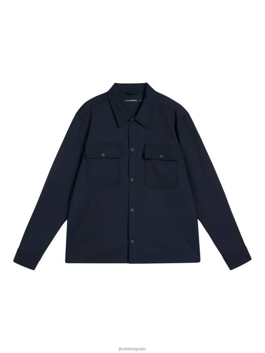 Men J.Lindeberg Navy Reid Twill Overshirt Clothing 8R621201