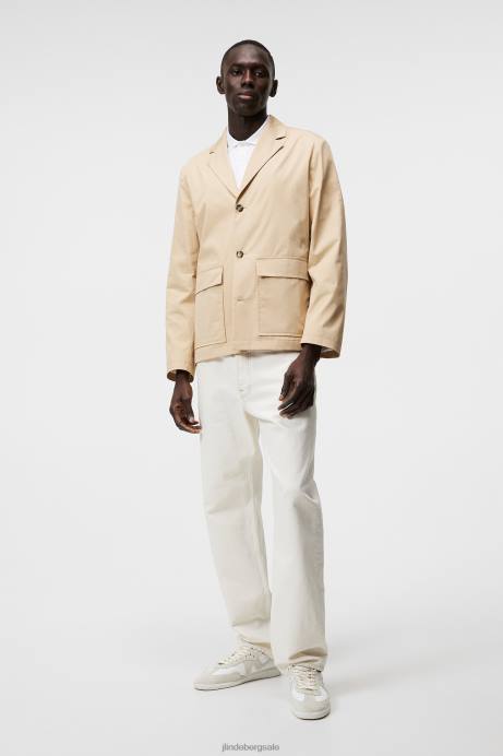 Men J.Lindeberg Safari Beige Jack Light Cotton Blazer Clothing 8R621211