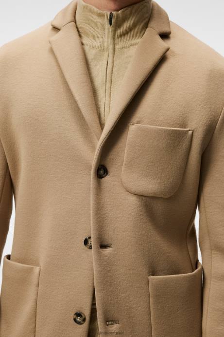 Men J.Lindeberg Tiger Brown Carlton Bonded Cardigan Blazer Clothing 8R621214