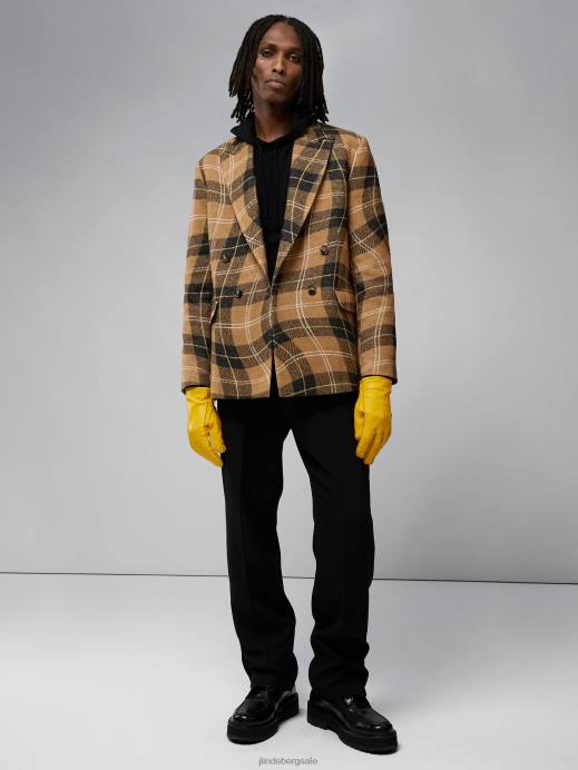 Men J.Lindeberg Tiger Brown David Swirl Check Blazer Clothing 8R622554