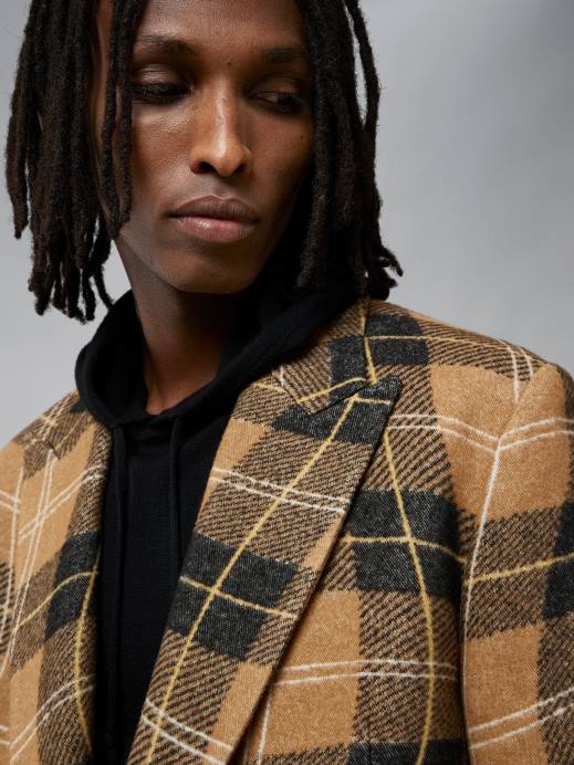 Men J.Lindeberg Tiger Brown David Swirl Check Blazer Clothing 8R622554