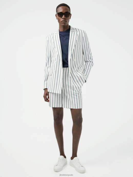 Men J.Lindeberg White Dorian Pinstripe Blazer Clothing 8R622560