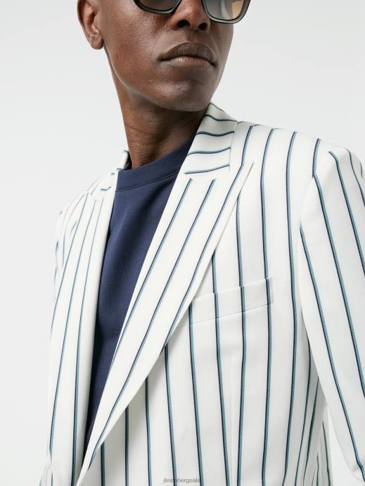 Men J.Lindeberg White Dorian Pinstripe Blazer Clothing 8R622560