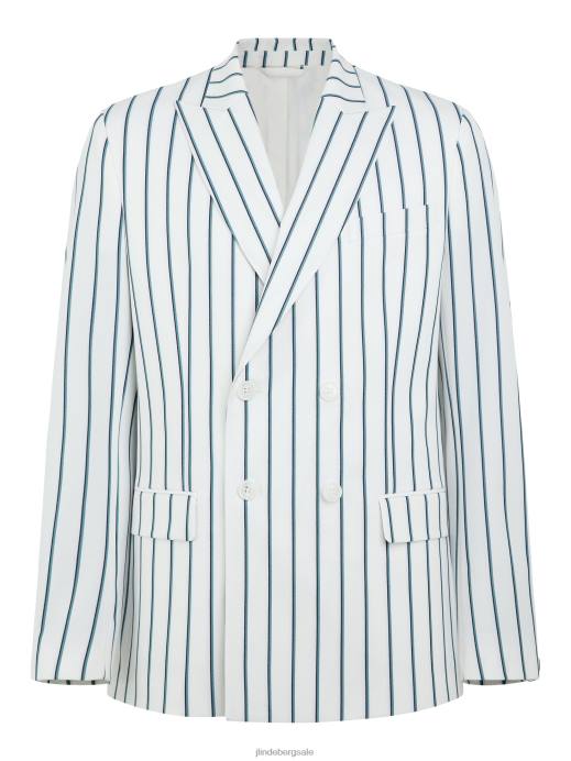 Men J.Lindeberg White Dorian Pinstripe Blazer Clothing 8R622560