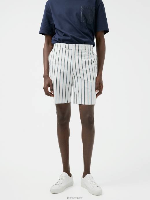 Men J.Lindeberg White Randy Pinstripe Bermuda Shorts Clothing 8R622559