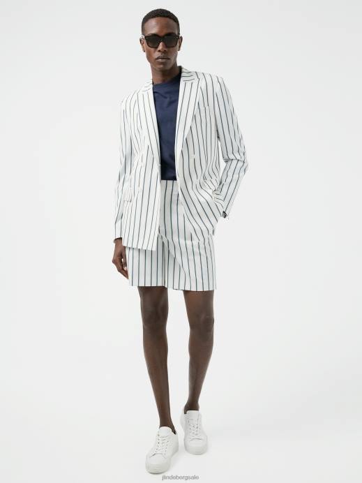Men J.Lindeberg White Randy Pinstripe Bermuda Shorts Clothing 8R622559
