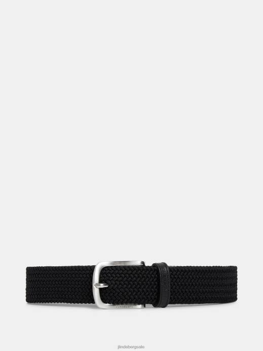 Men J.Lindeberg Black Bernhard Elastic Belt Accessory 8R62851