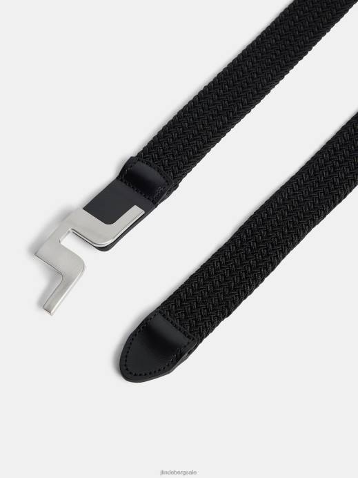 Men J.Lindeberg Black Berry Elastic Belt Accessory 8R62766