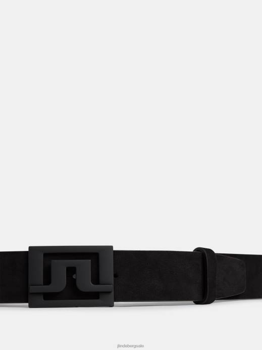 Men J.Lindeberg Black Slater Leather Belt Accessory 8R62841