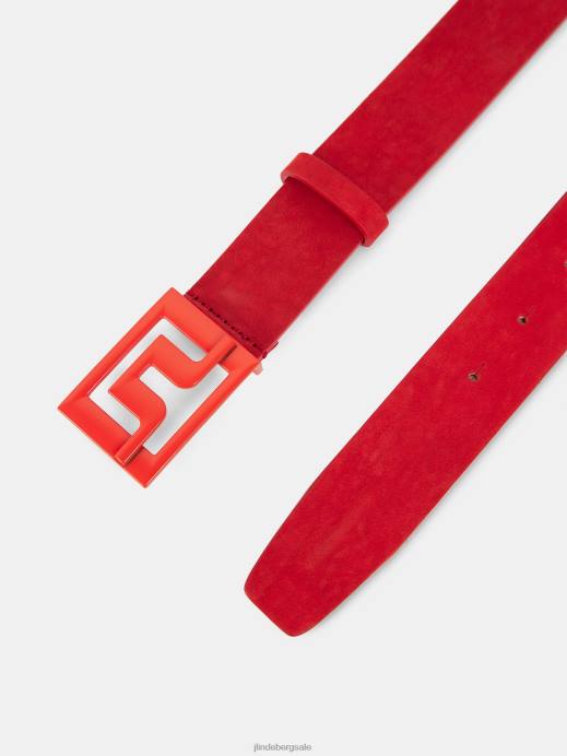 Men J.Lindeberg Fiery Red Slater Leather Belt Accessory 8R62842