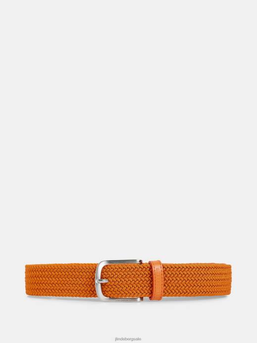 Men J.Lindeberg Russet Orange Bernhard Elastic Belt Accessory 8R62854