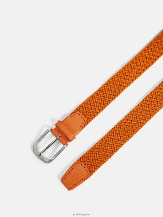 Men J.Lindeberg Russet Orange Bernhard Elastic Belt Accessory 8R62854