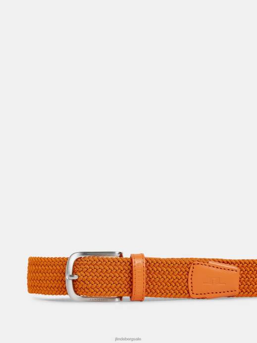 Men J.Lindeberg Russet Orange Bernhard Elastic Belt Accessory 8R62854