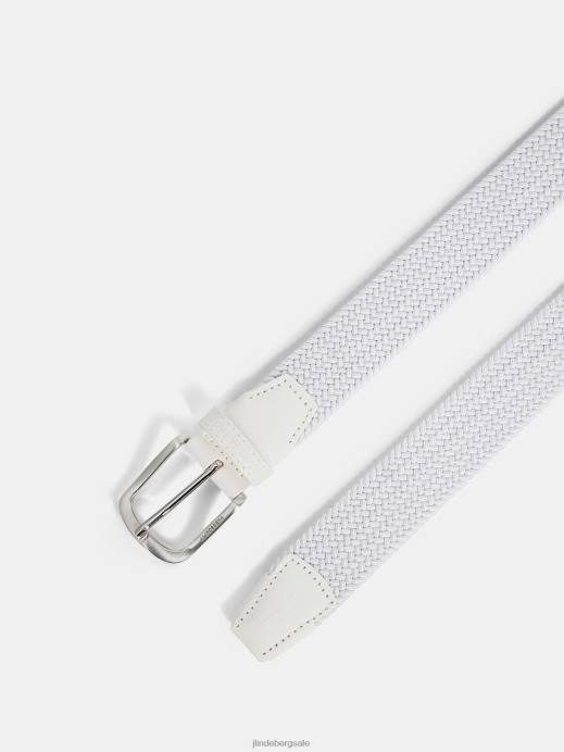 Men J.Lindeberg White Bernhard Elastic Belt Accessory 8R62852
