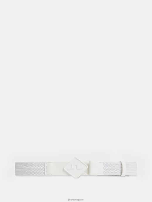 Men J.Lindeberg White Diamond Elastic Leather Belt Accessory 8R62838