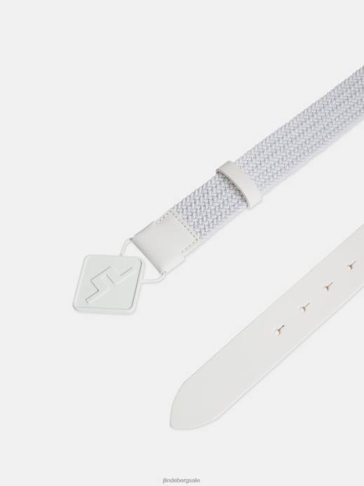 Men J.Lindeberg White Diamond Elastic Leather Belt Accessory 8R62838