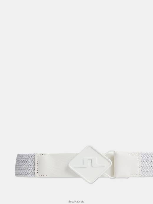 Men J.Lindeberg White Diamond Elastic Leather Belt Accessory 8R62838