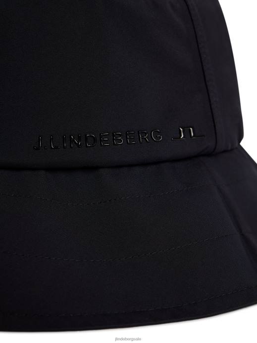 Men J.Lindeberg Black Sandy Rain Bucket Hat Accessory 8R62755