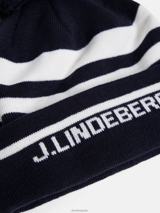 Men J.Lindeberg Navy Stripe Beanie Accessory 8R62829