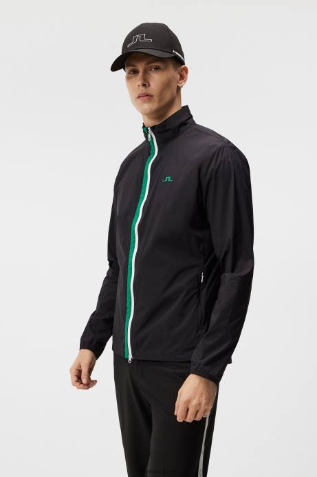 Men J.Lindeberg Black Ash Light Packable Jacket Clothing 8R62711