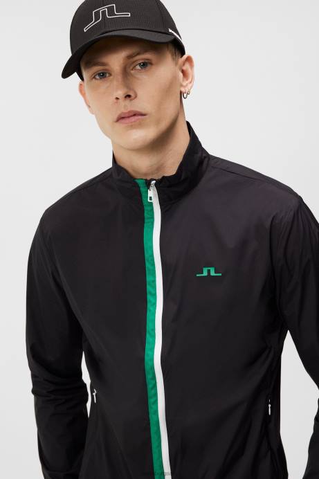 Men J.Lindeberg Black Ash Light Packable Jacket Clothing 8R62711