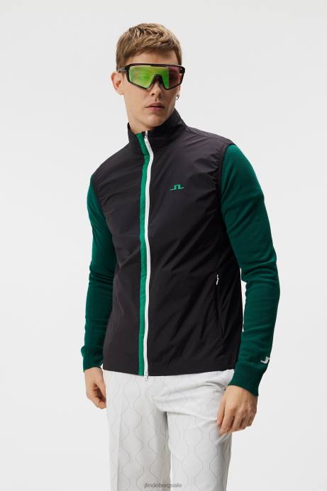 Men J.Lindeberg Black Ash Light Packable Vest Clothing 8R62707