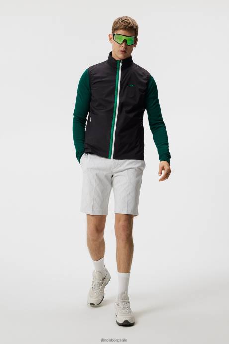 Men J.Lindeberg Black Ash Light Packable Vest Clothing 8R62707