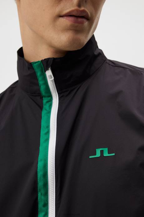 Men J.Lindeberg Black Ash Light Packable Vest Clothing 8R62707