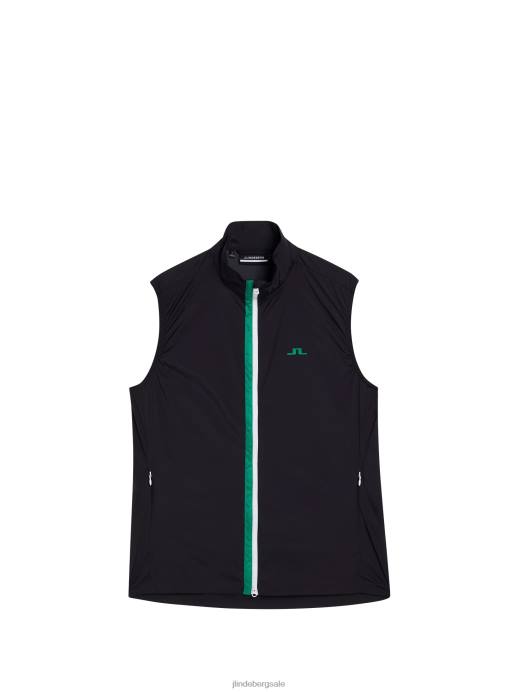Men J.Lindeberg Black Ash Light Packable Vest Clothing 8R62707