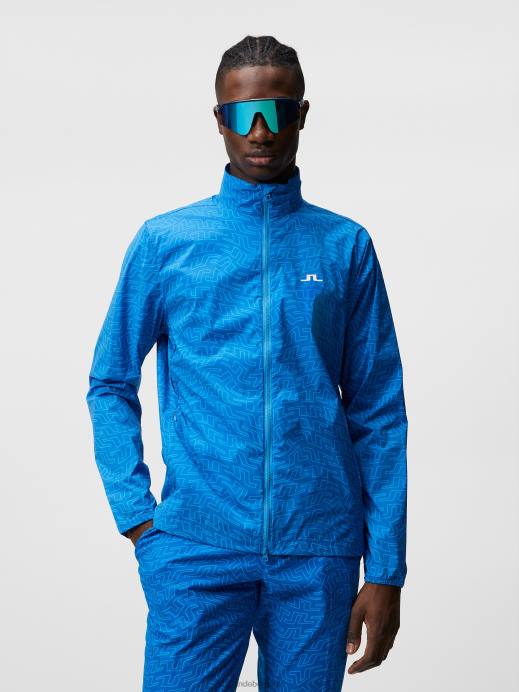 Men J.Lindeberg Lapis Bridge Swirl Ash Light Packable Print Jacket Clothing 8R62704