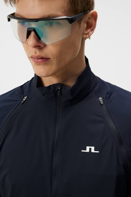 Men J.Lindeberg Navy Dotted Hybrid Wind Jacket Clothing 8R62731